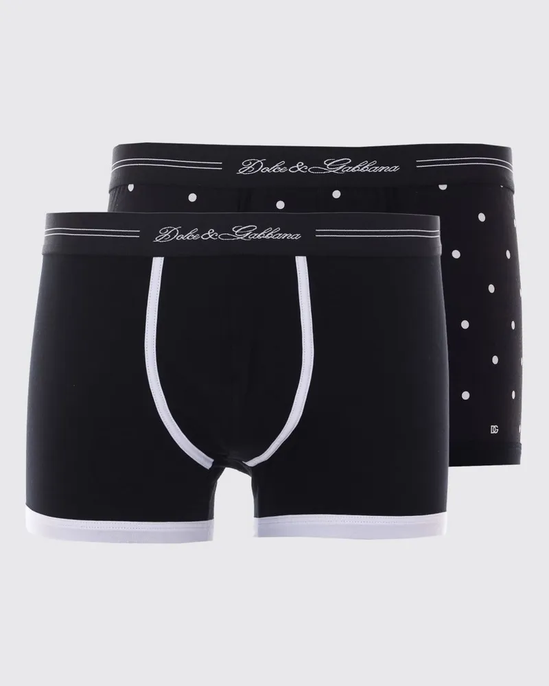 Dolce & Gabbana DOLCE  GABBANA Zweier-Set gepunktete Stretch-Baumwoll-Trunks von Dolce & Gabbana Schwarz