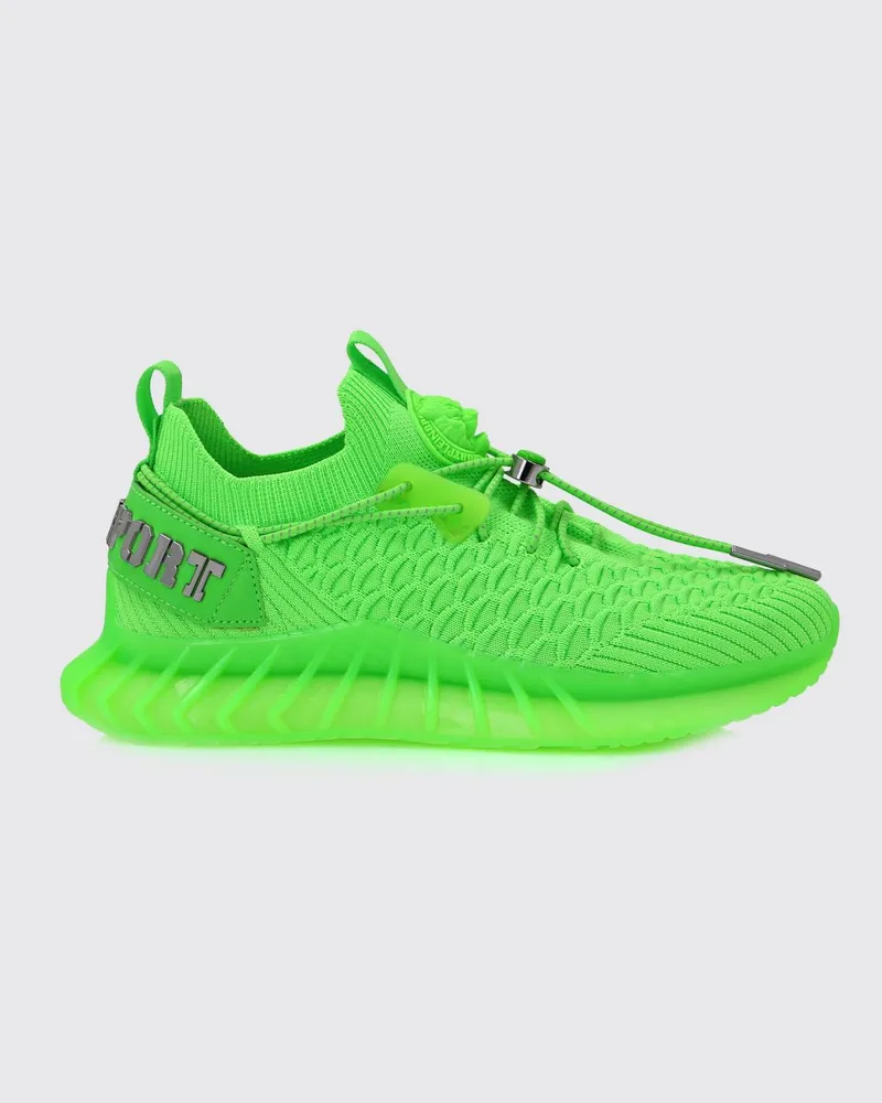 Philipp Plein Low-Top-Sneakers aus technischem Strick mit elastischem Knöchel und doppelter Zuglasche Grün