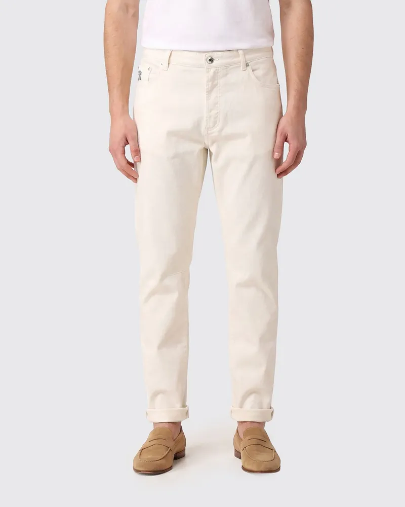 Brunello Cucinelli Straight-Fit-Jeans von aus Stretch-Baumwolldenim Weiß
