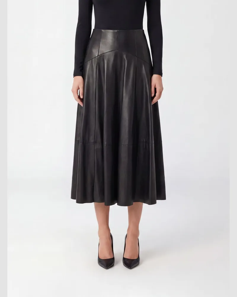 Liu Jo High-Waist A-Linien-Midirock aus Kunstleder Schwarz
