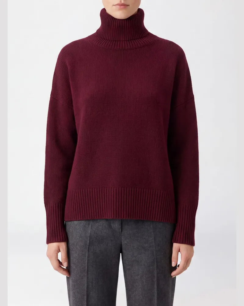Lisa Yang Rollkragenpullover aus reinem Kaschmir mit überschnittenen Schultern Rot