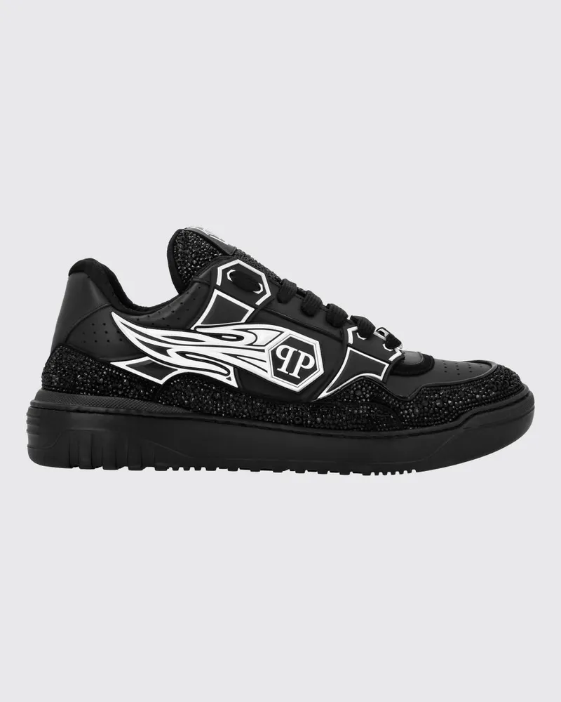 Philipp Plein Sneakers aus Leder und Gummi mit Strass Schwarz