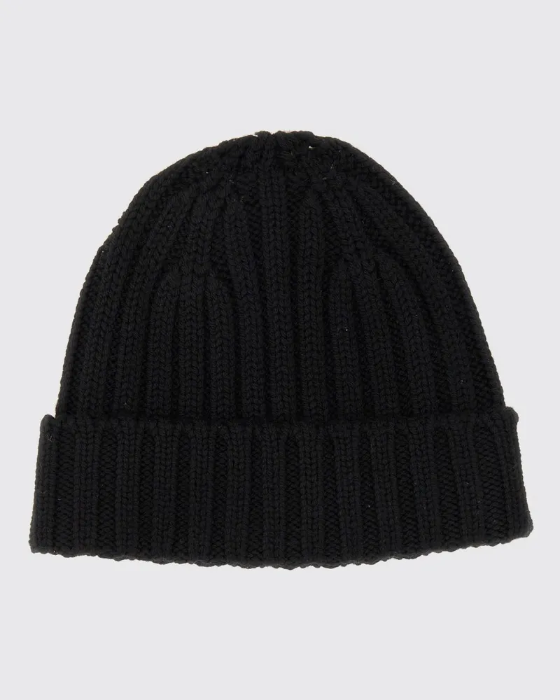 ASPESI Beanie aus gerippter Wolle mit Umschlag Schwarz