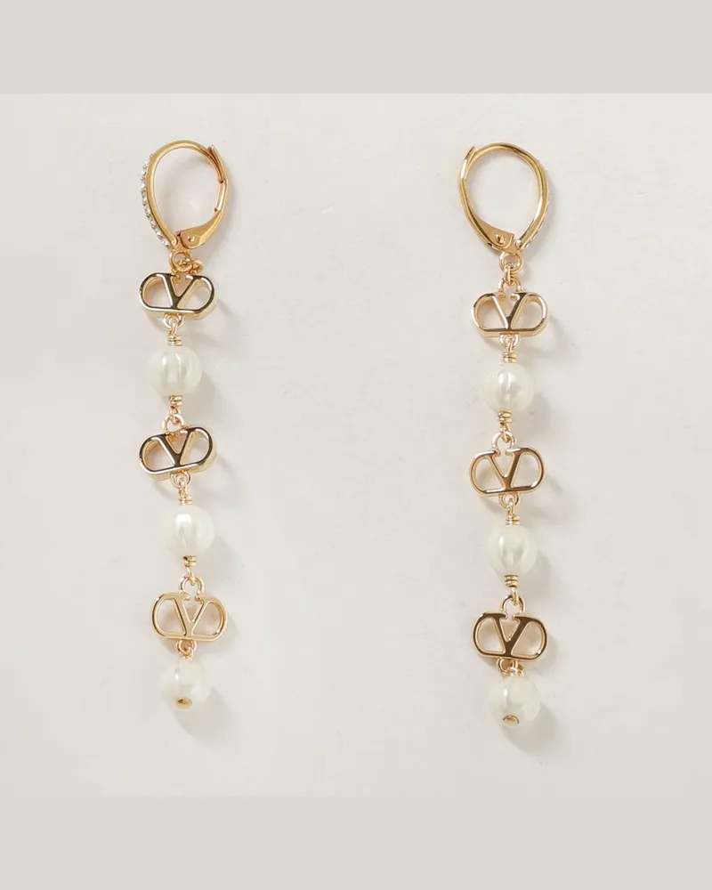 Valentino Garavani VLogo Signature Ohrringe mit Swarovski-Kristallen und Perlen Gold