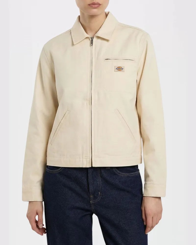 Dickies Canvas-Hemdjacke mit Reißverschluss und Kontrastlogo Beige