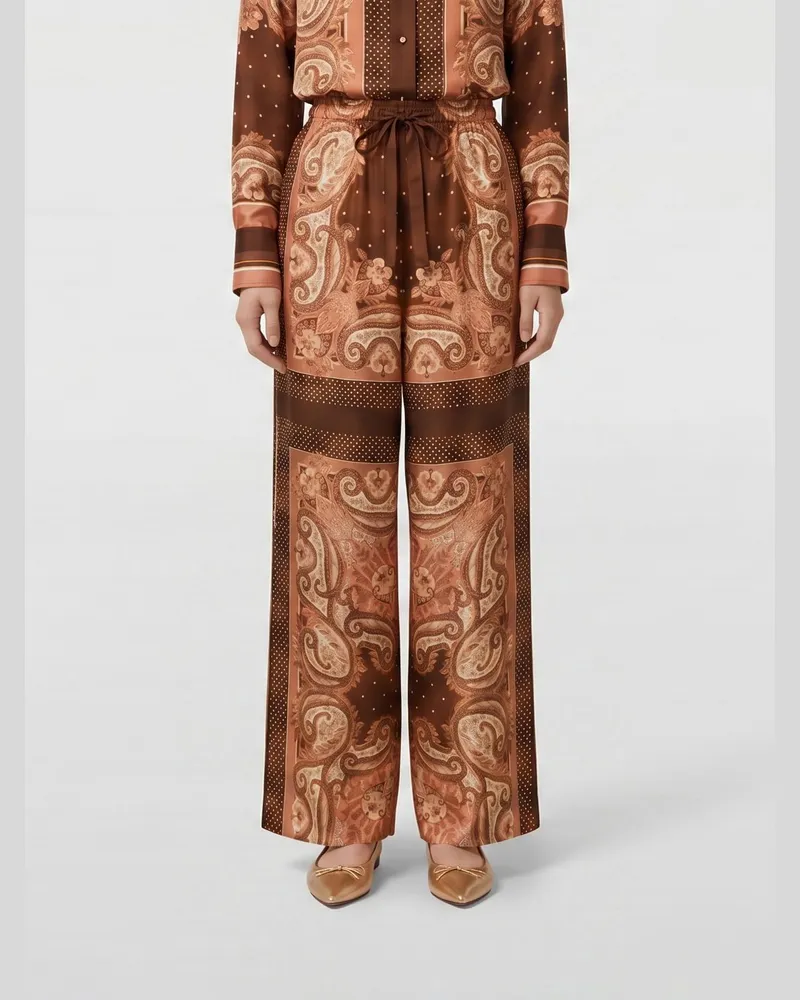 Zimmermann High-Waist Palazzo-Hose von aus Seide mit Ethno-Print Bunt