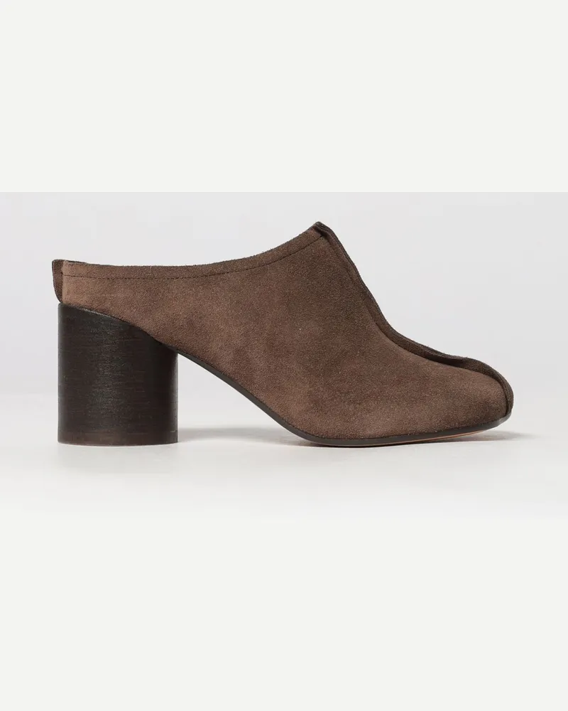 Maison Margiela Anatomic Mules aus Veloursleder mit zylindrischem Absatz Braun