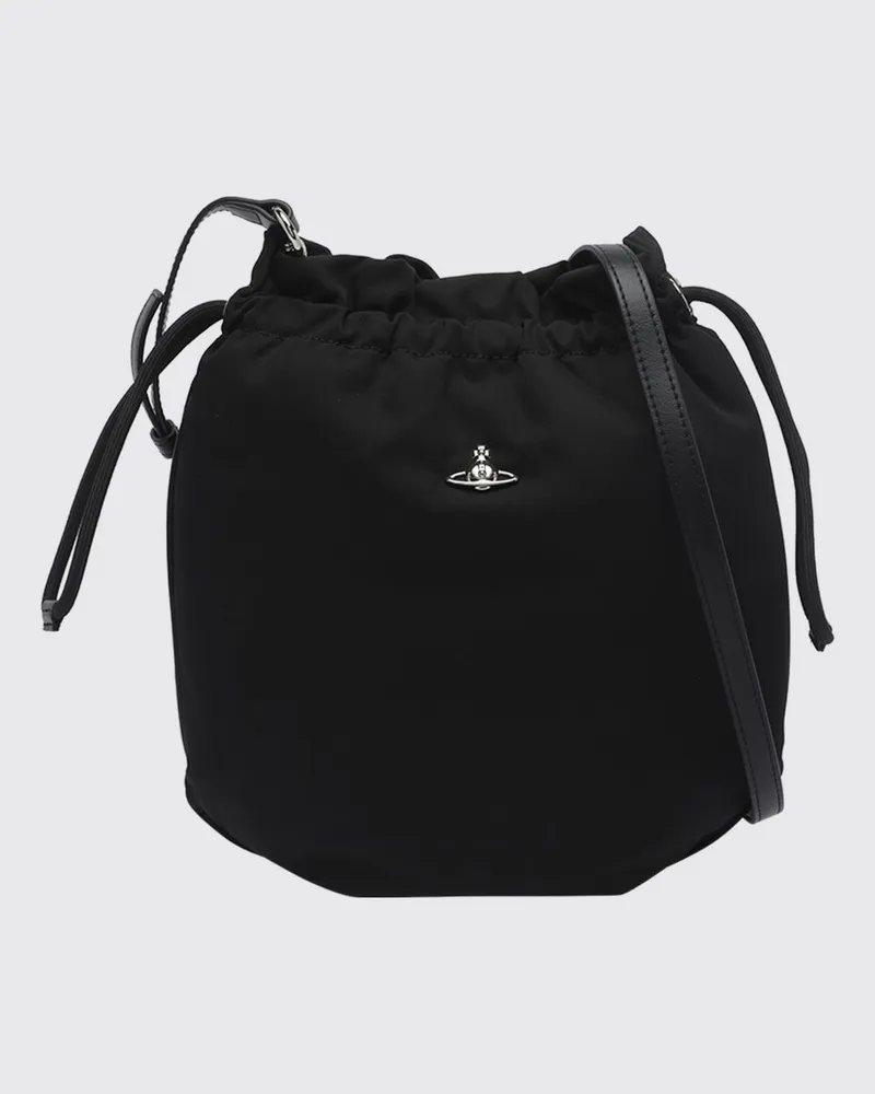 Vivienne Westwood Bucket Bag aus recyceltem Polyester mit Monogramm Schwarz