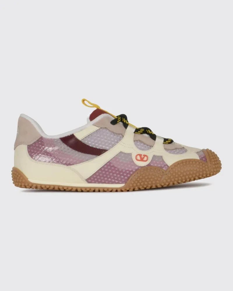 Valentino Garavani Amphibia Sneaker aus Mesh und Veloursleder mit VLogo Ivory