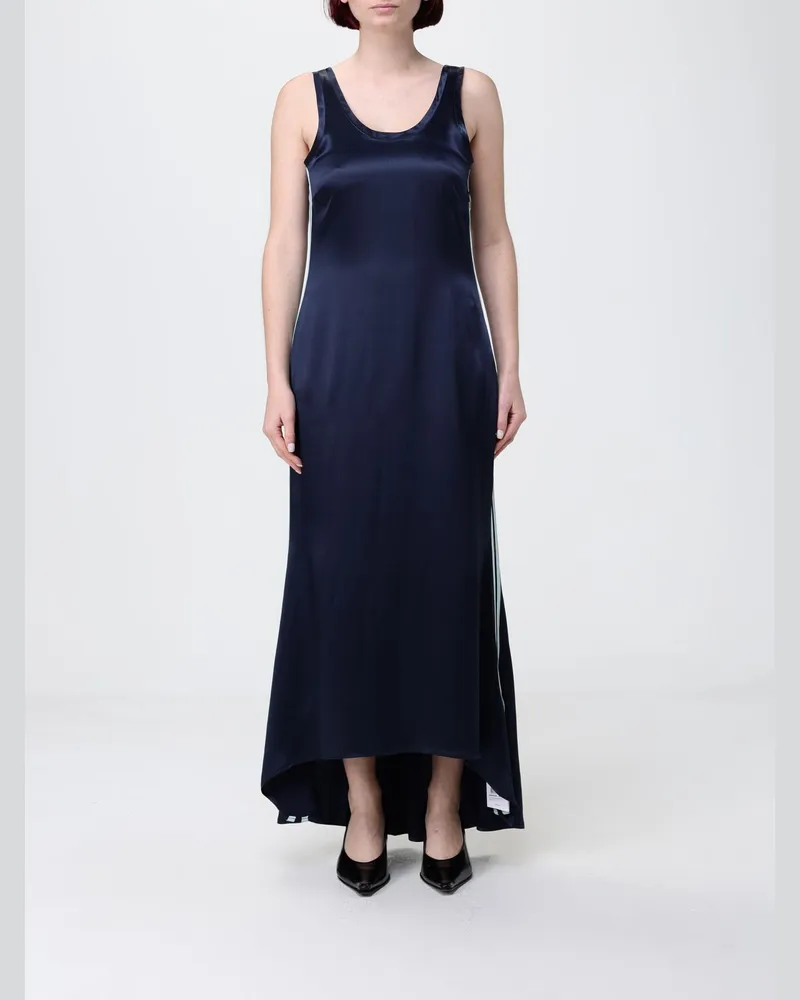 OFF-WHITE Satin-Midikleid Blau