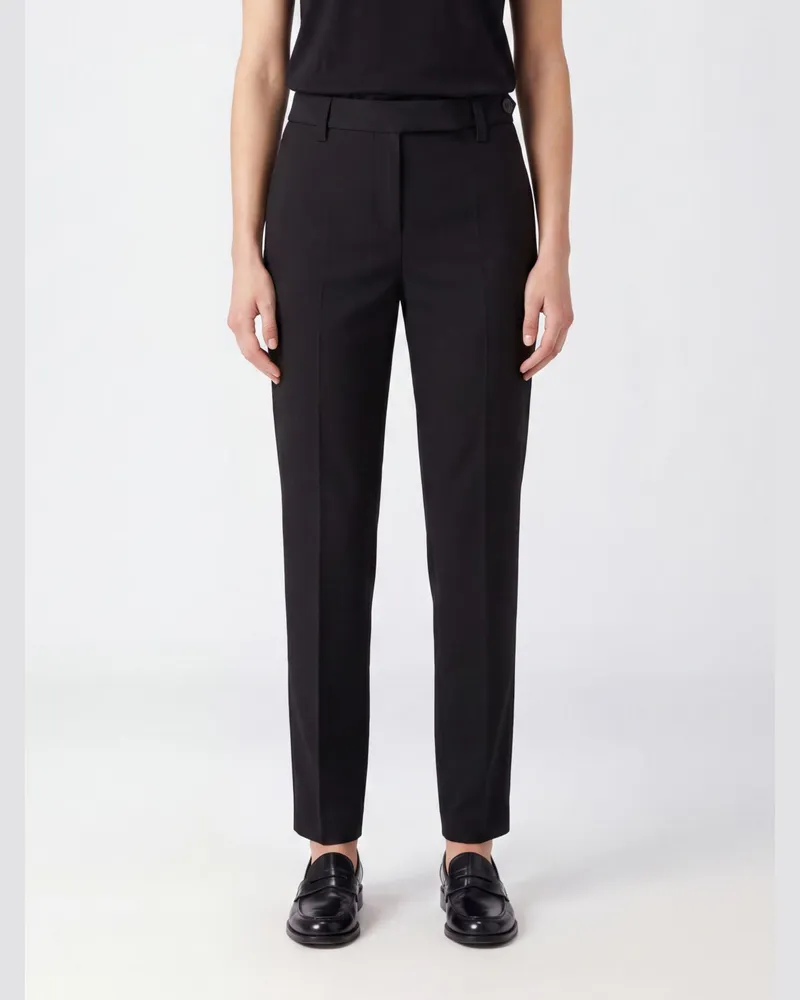 Brunello Cucinelli Slim-Fit-Hose aus Stretch-Schurwolle mit Monili-Stickerei Schwarz