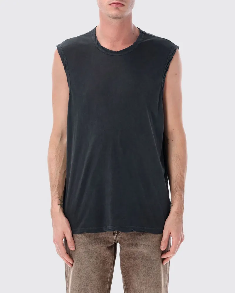 James Perse Baumwoll-Tanktop mit Rundhalsausschnitt Schwarz