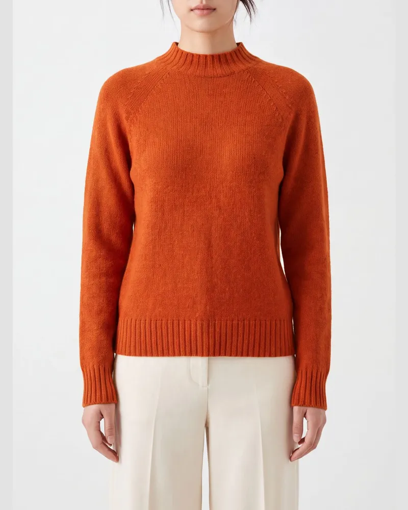 Drumohr  Slim-Fit-Rollkragenpullover aus gerippter Lammwolle Orange