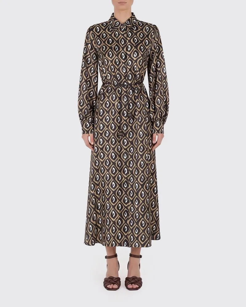 Max Mara Bedrucktes Seiden-Hemdblusenkleid Schwarz