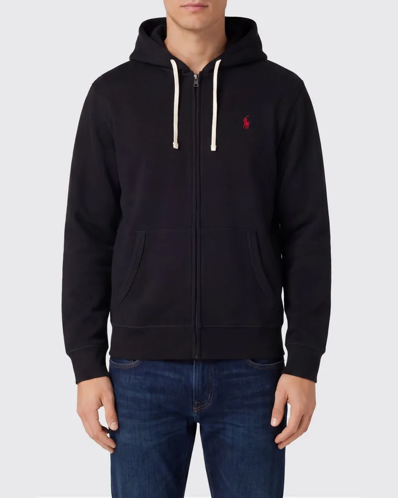 Ralph Lauren Kapuzenjacke aus Baumwollmischung mit Pony-Logo Schwarz