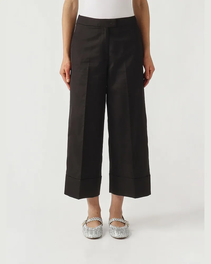 PT TORINO Cropped-Hose aus Baumwollmischung Schwarz