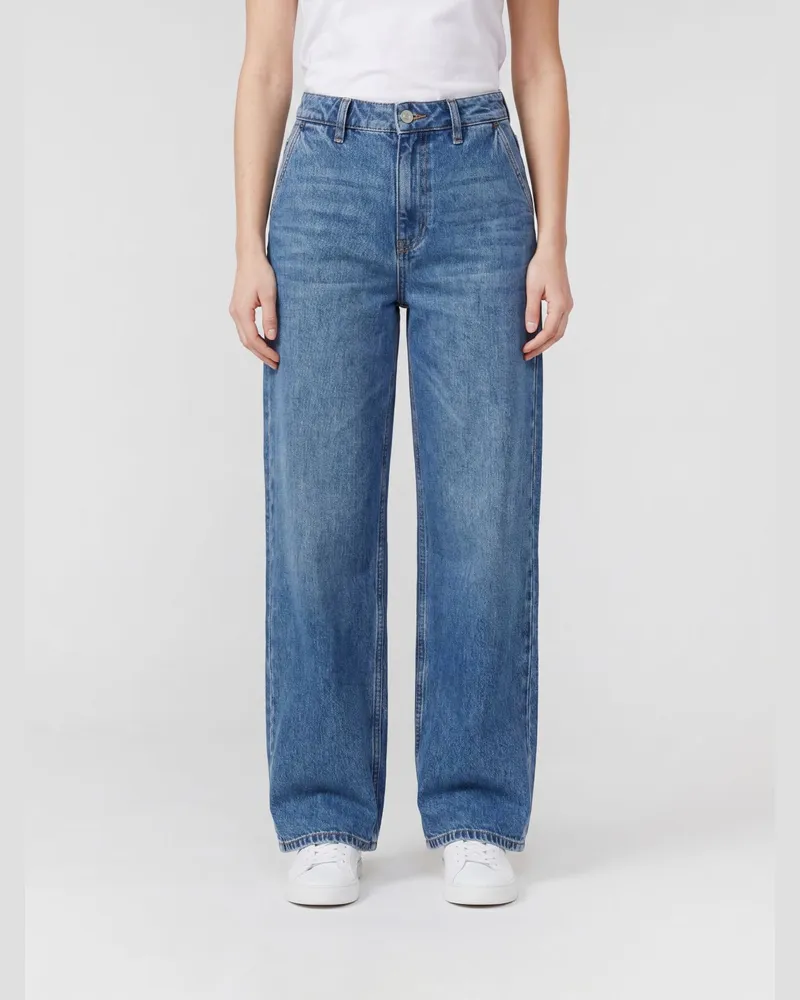 Magda Butrym Palazzo-Jeans mit hohem Bund aus Denim mit weitem Bein Blau