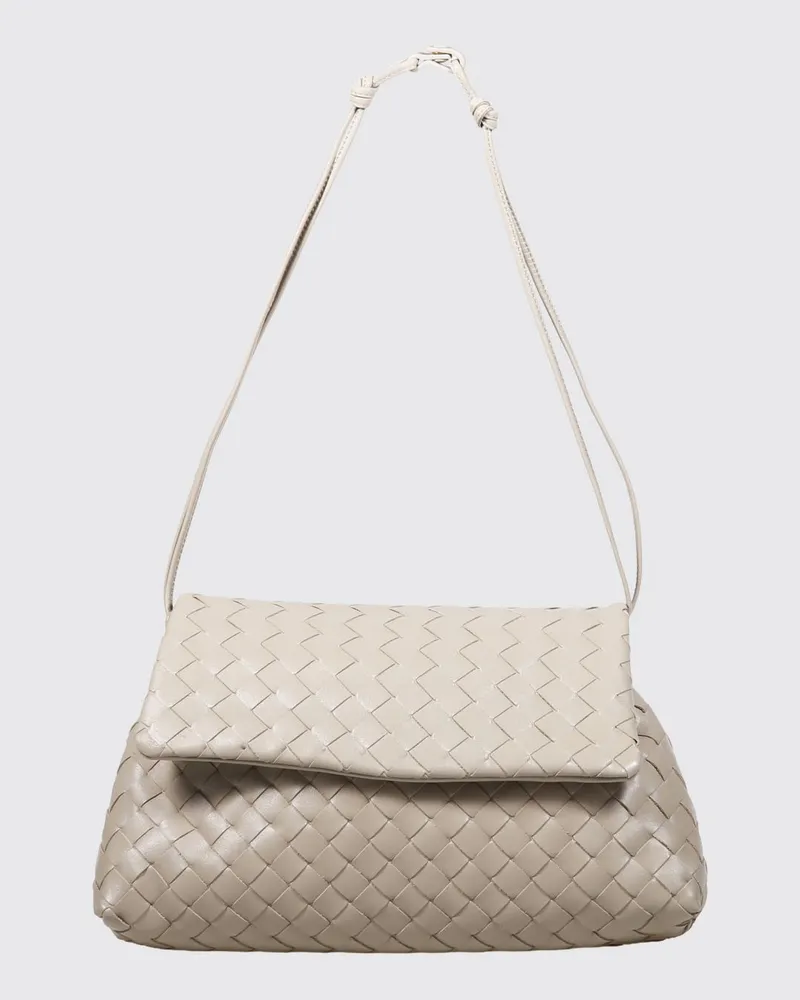 Bottega Veneta Kleine Schultertasche aus Intrecciato-Kalbsleder mit Knoten Ecru