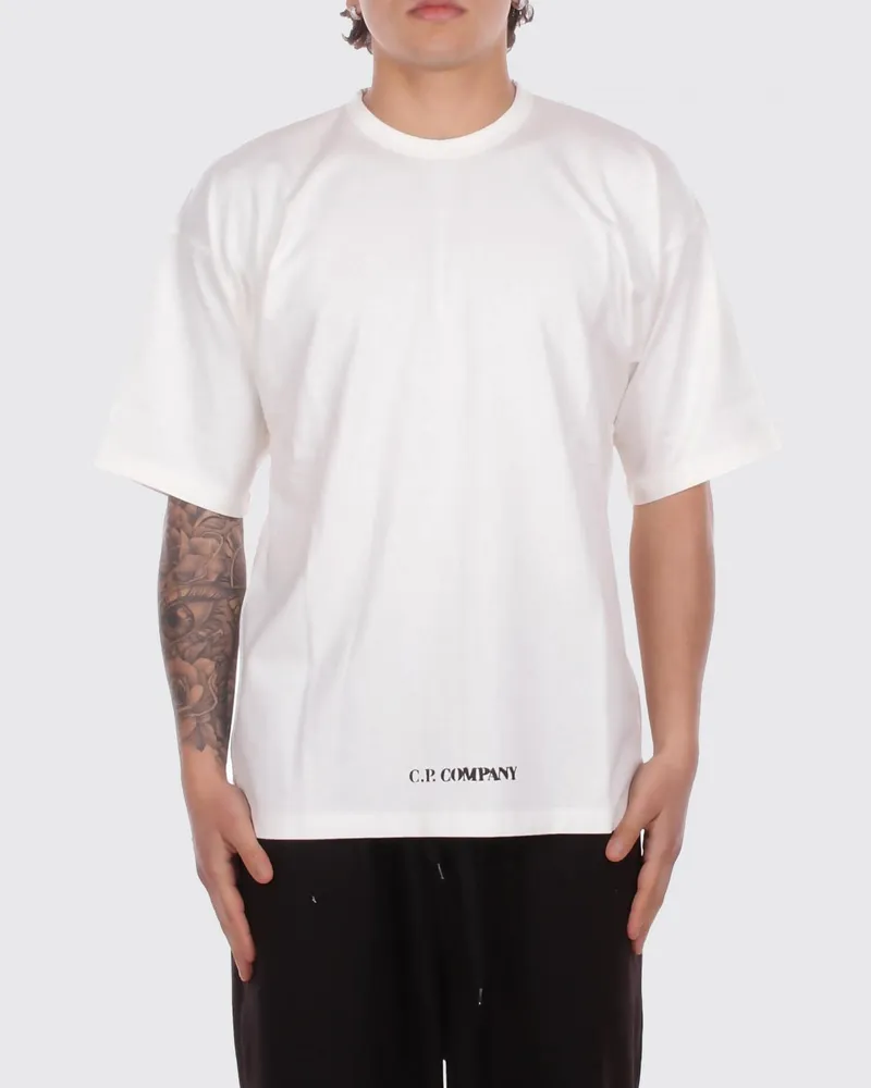 C.P. Company Baumwoll-T-Shirt mit Logo Weiß