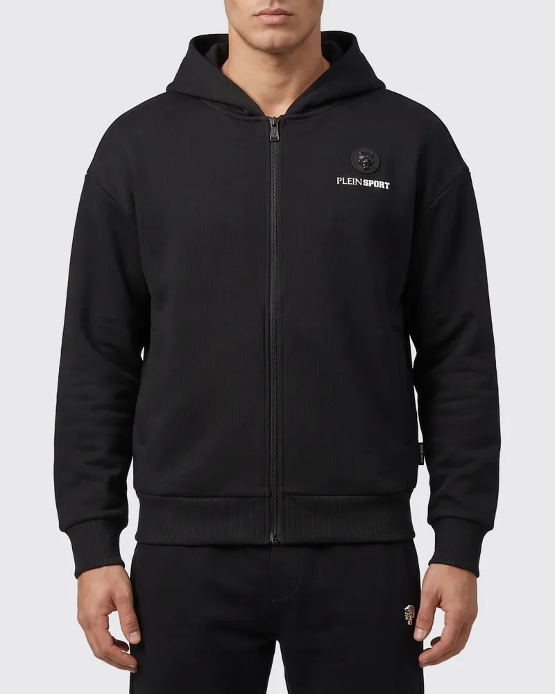 Philipp Plein Kapuzenpullover mit Reißverschluss aus Baumwollmischung Schwarz