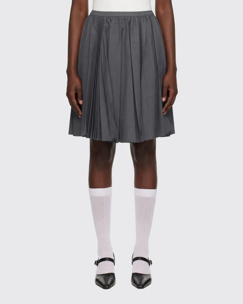 SHUSHU/TONG A-Linien-Midirock aus Wollmischung mit mittlerer Taille Grau