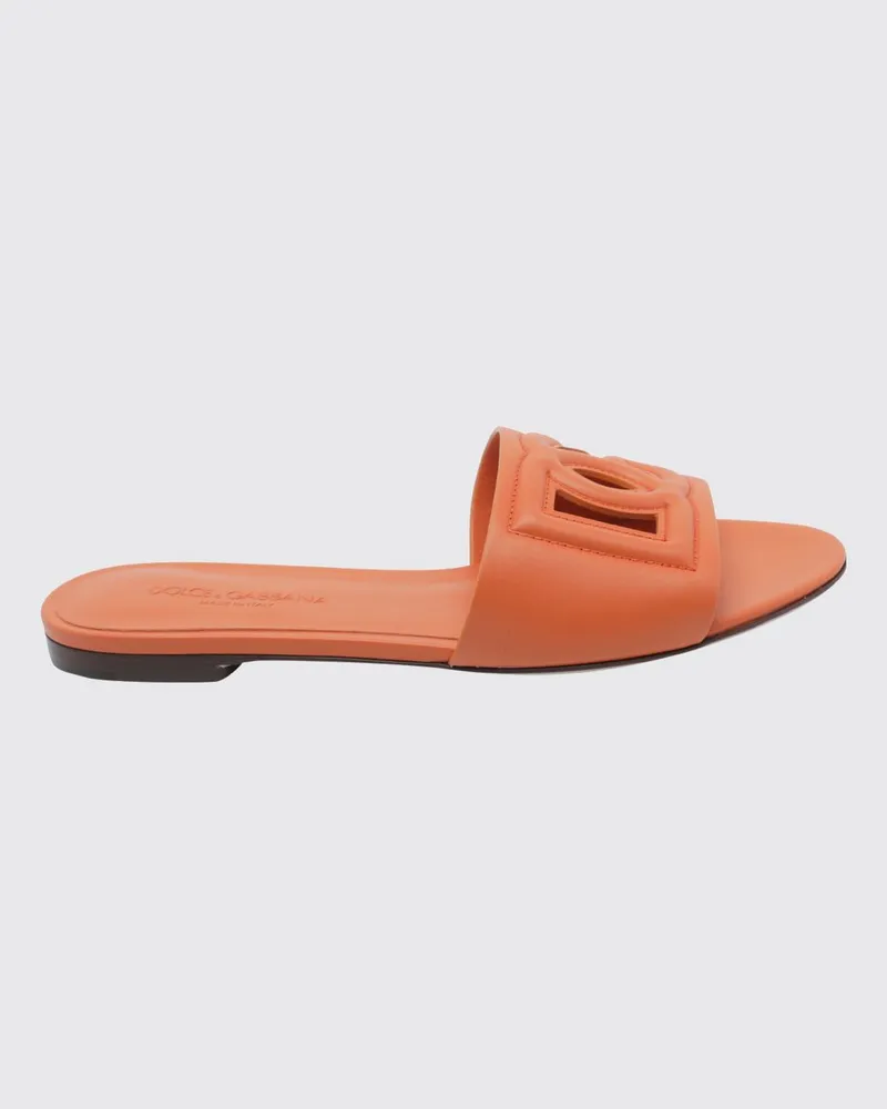 Dolce & Gabbana DOLCE  GABBANA Mules Dolce & Gabbana aus Leder mit DG-Monogramm und niedrigem Absatz Orange