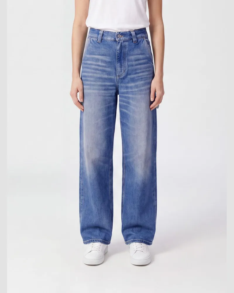 Haikure Boyfriend-Jeans Sibilla mit mittlerer Leibhöhe und fünf Taschen aus Baumwolldenim Blau