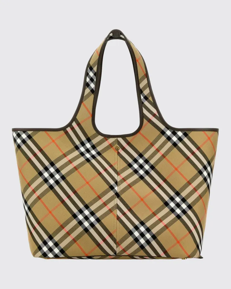 Burberry Mittelgroße Tote-Bag aus Baumwolle mit Vintage-Check-Muster und abnehmbarer Tasche Sand