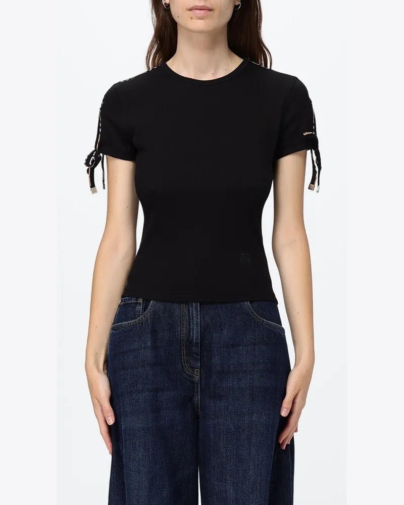 Burberry Slim-Fit-T-Shirt aus Baumwolle mit tonalem EKD-Logo Schwarz