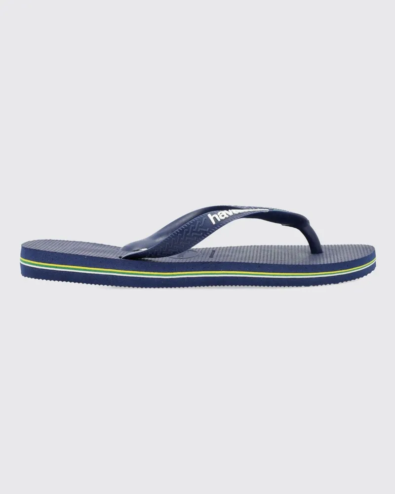 Havaianas Brasil Logo Gummi-Flip-Flops mit geprägtem Logo auf dem Riemen Blau