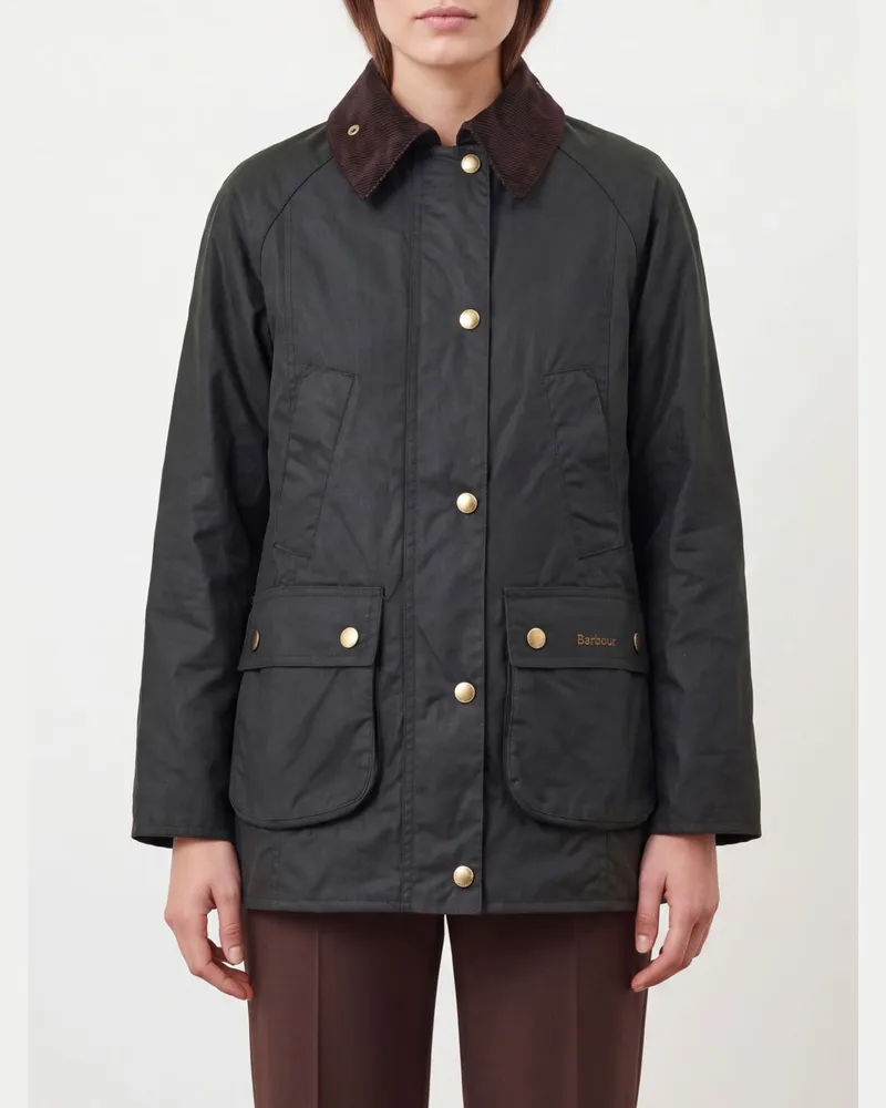 Barbour Beadnell Jacke aus gewachster Baumwolle mit Samtkragen Grün