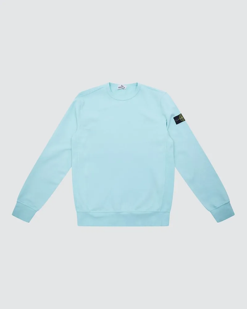 Stone Island Basic Rundhals-Sweatshirt aus Baumwolle mit Badge Stone Island Blau