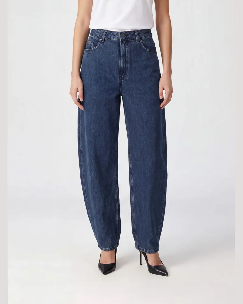 ROTATE Birger Christensen Hoch taillierte Baggy-Jeans aus Bio-Baumwolldenim Blau