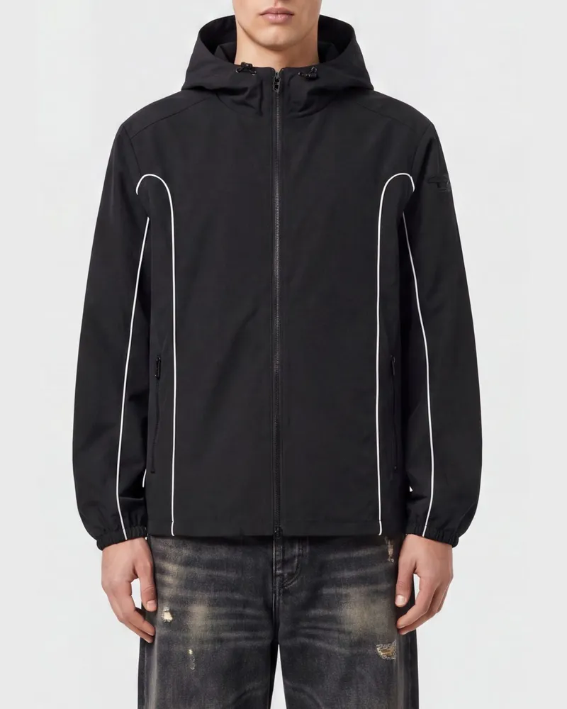 Diesel Wasserabweisende Nylon-Windjacke J-hives-wrd mit Kapuze Schwarz