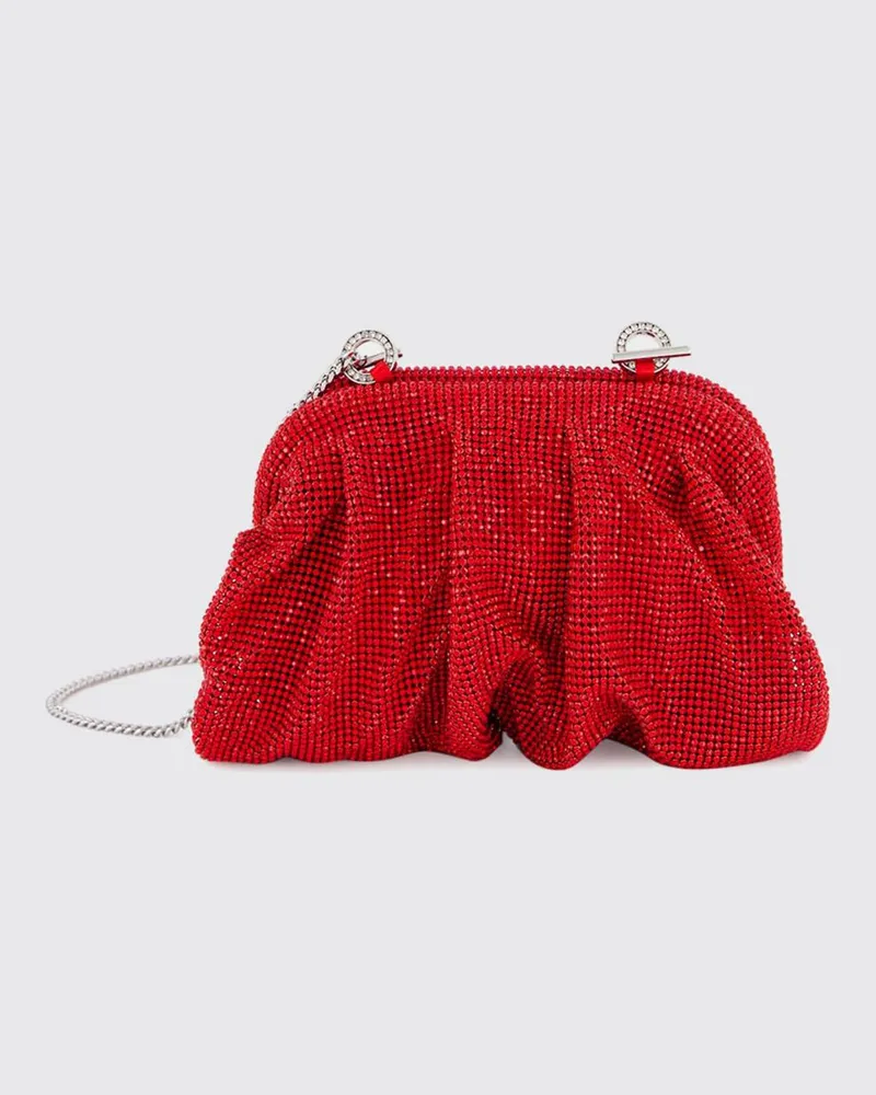Benedetta Bruzziches Kristallverzierte Mini-Tasche Venus mit abnehmbarem Riemen Rot