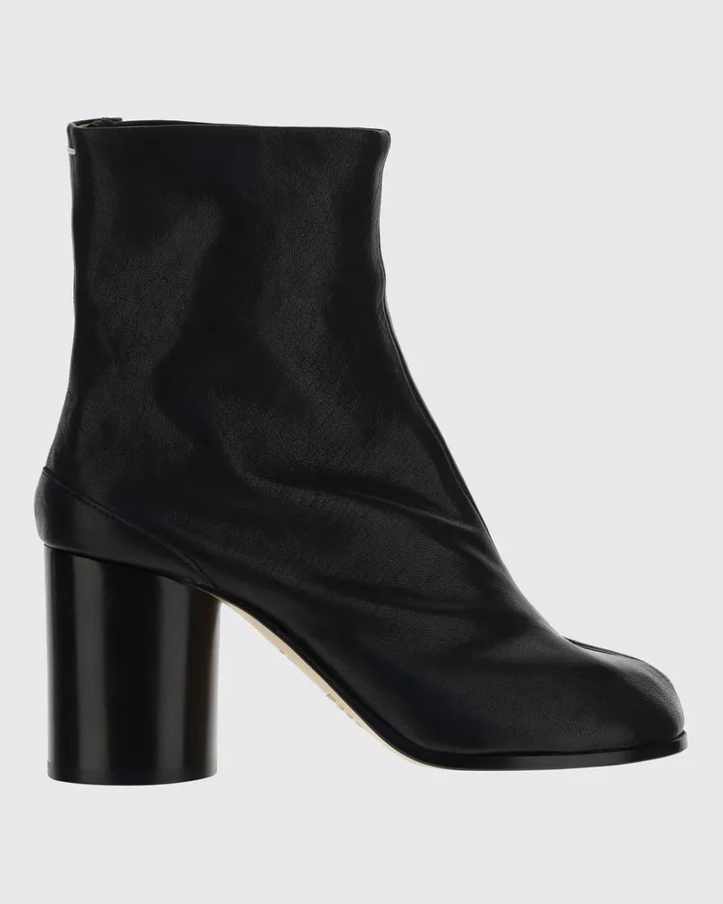 Maison Margiela Tabi Lederstiefeletten mit hohem zylindrischem Absatz Schwarz