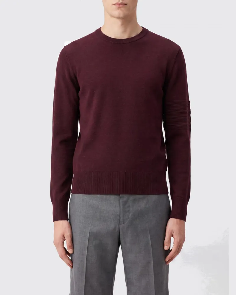Thom Browne Langärmliger Pullover aus Schurwoll- und Leinenmischung Rot