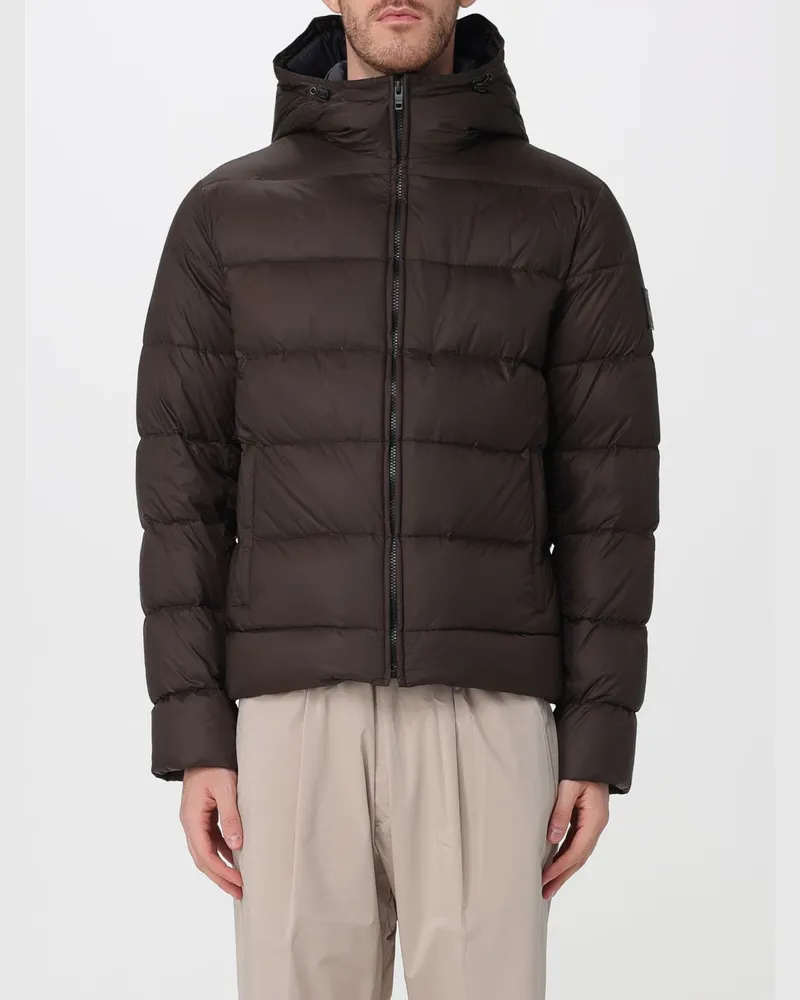 Fay Kurze Stepp-Daunenjacke aus Nylon mit Kapuze und Reißverschluss Braun