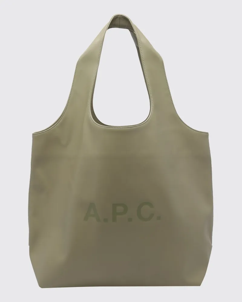 A.P.C. Große Ninon Schultertasche aus recyceltem Kunstleder mit Logo-Print Grün