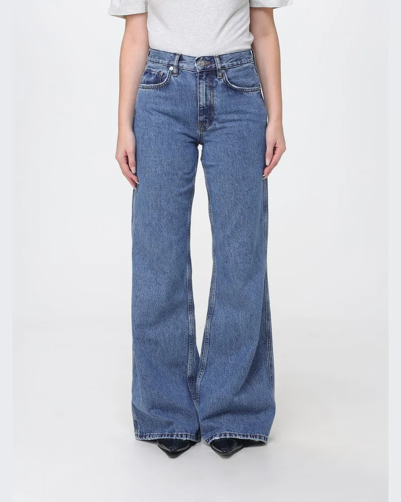 Anine Bing Flare-Jeans aus Baumwolldenim mit mittlerer Leibhöhe und aufgesetzten Taschen Blau
