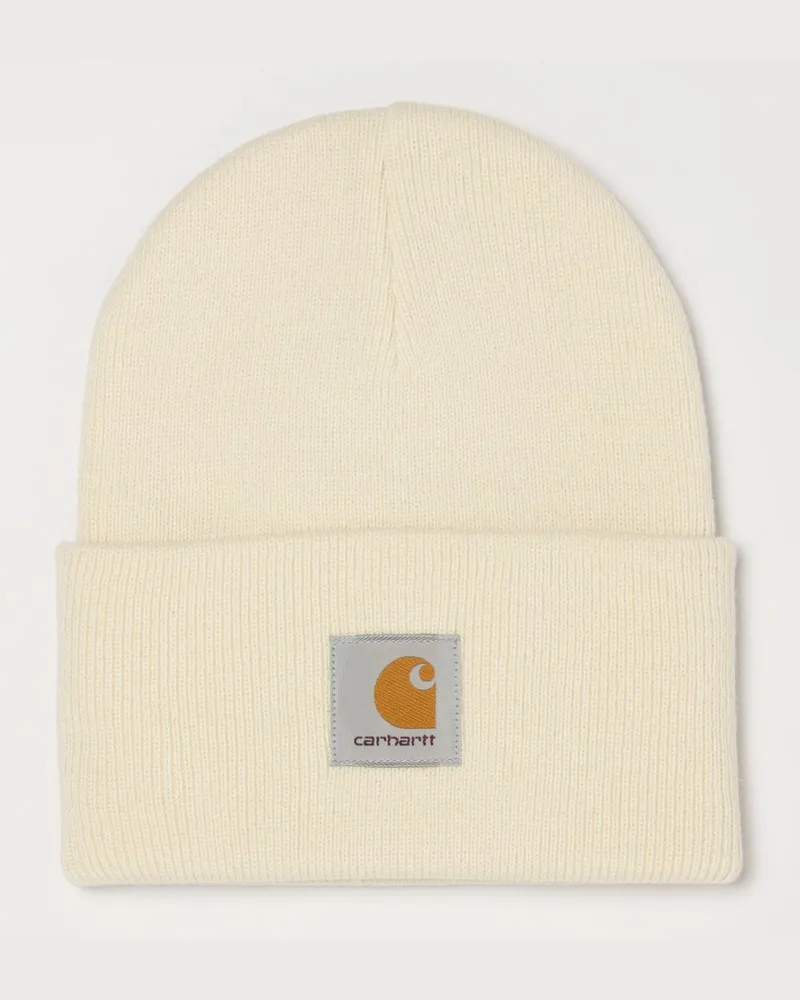 Carhartt WIP Acryl-Beanie mit gesticktem Logo und Umschlag Weiß