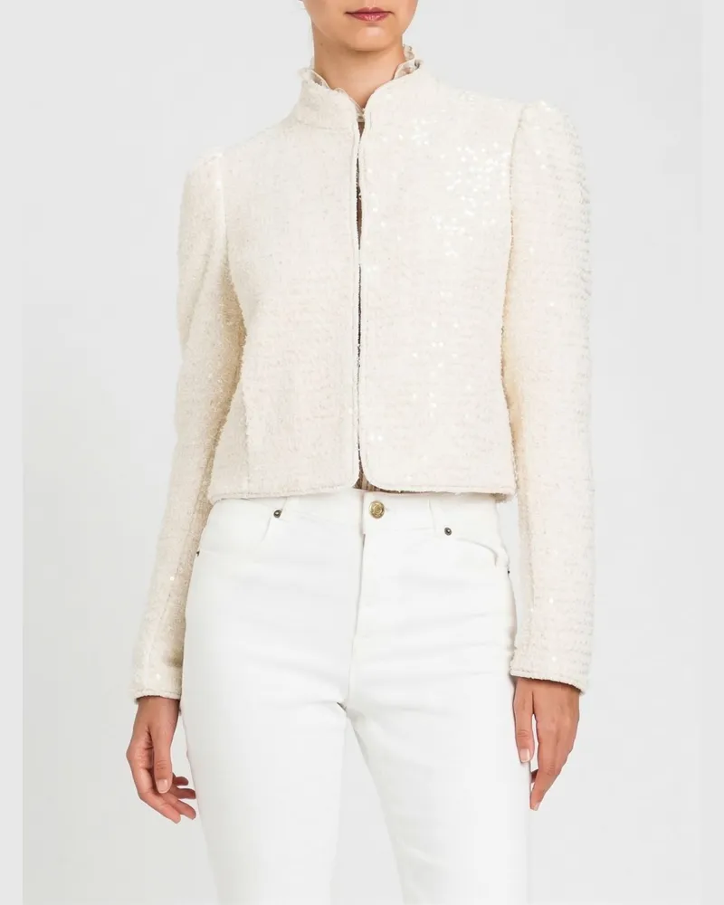 Twin-Set Bouclé-Jacke mit Pailletten Perle