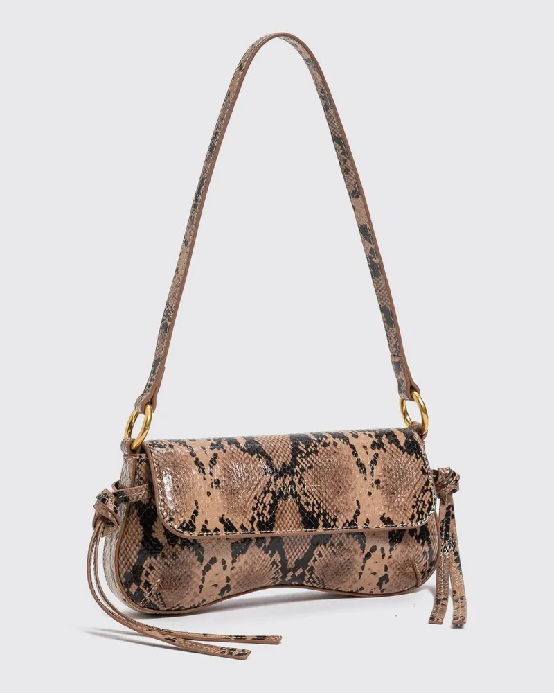 Twin-Set Schultertasche aus Leder mit Python-Print und Klappverschluss Bunt