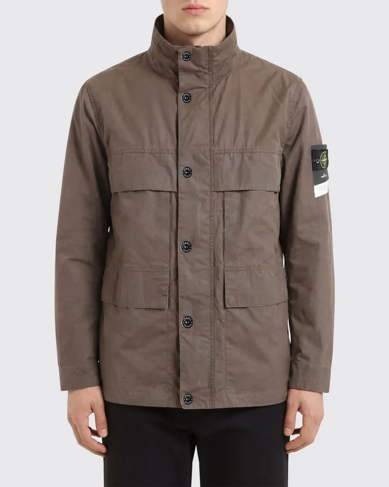 Stone Island Jacke aus gewachster Baumwolle Braun