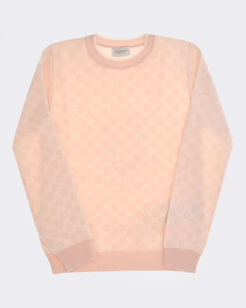 Gucci Wollpullover für Jungen mit Rundhalsausschnitt und GG-Monogramm Pink
