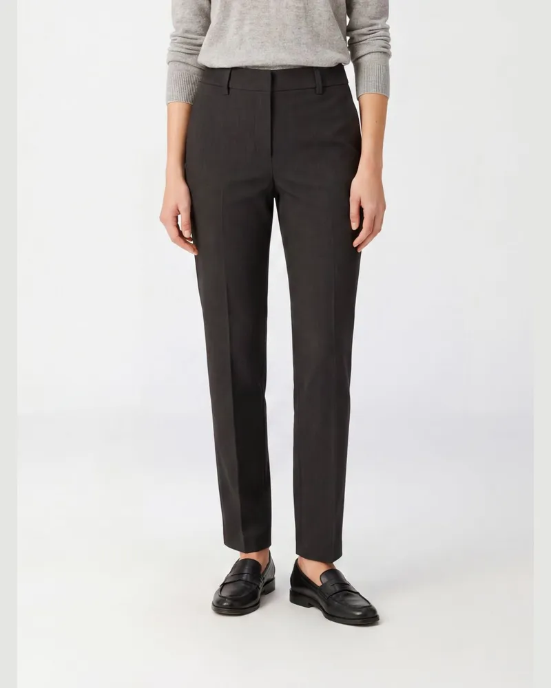 Federica Tosi Slim-Fit-Schneiderhose aus Wollmischung mit mittelhohem Bund und schrägen Taschen Grau