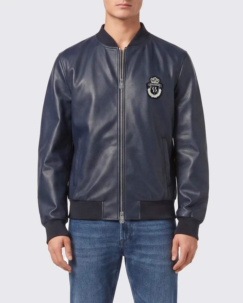Billionaire Nappa-Bomberjacke mit Emblem Blau