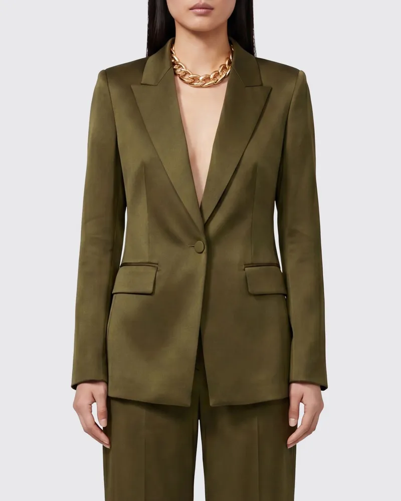 Max Mara Einreihiger Seidenblazer von mit fallendem Revers Grün