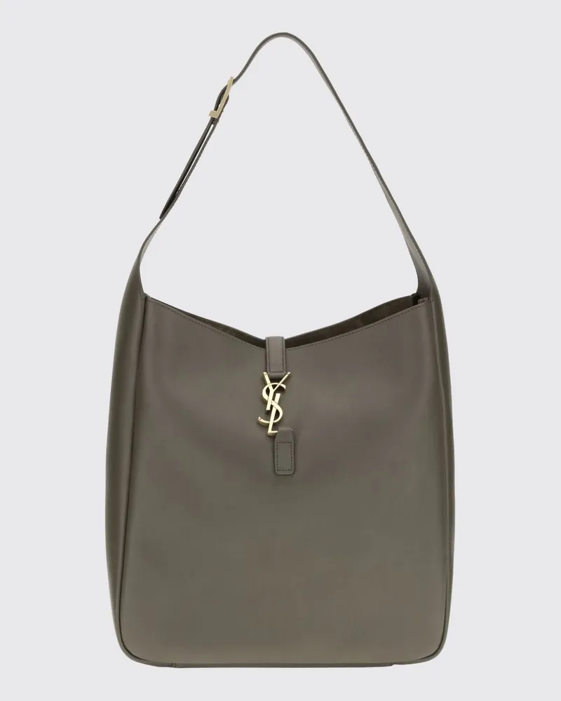 Saint Laurent Le 5 à 7 Schultertasche aus Glattkalbsleder mit Etui Moosgrün