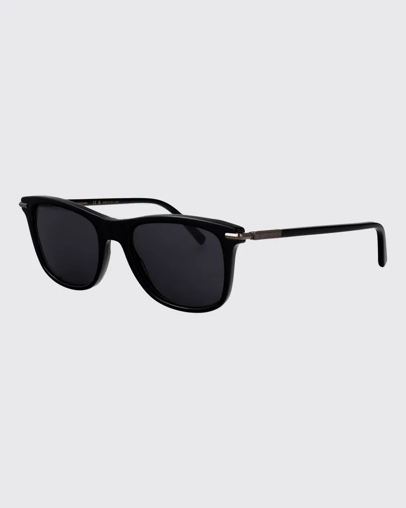 Ferragamo Aviator-Sonnenbrille von aus Acetat mit rechteckigem Rahmen und dunklen Gläsern Schwarz